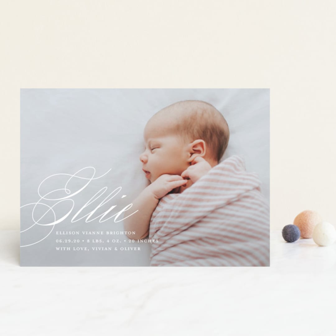 "Precious Script" - Birth Announcements in Sugar by Jessica Williams - Front