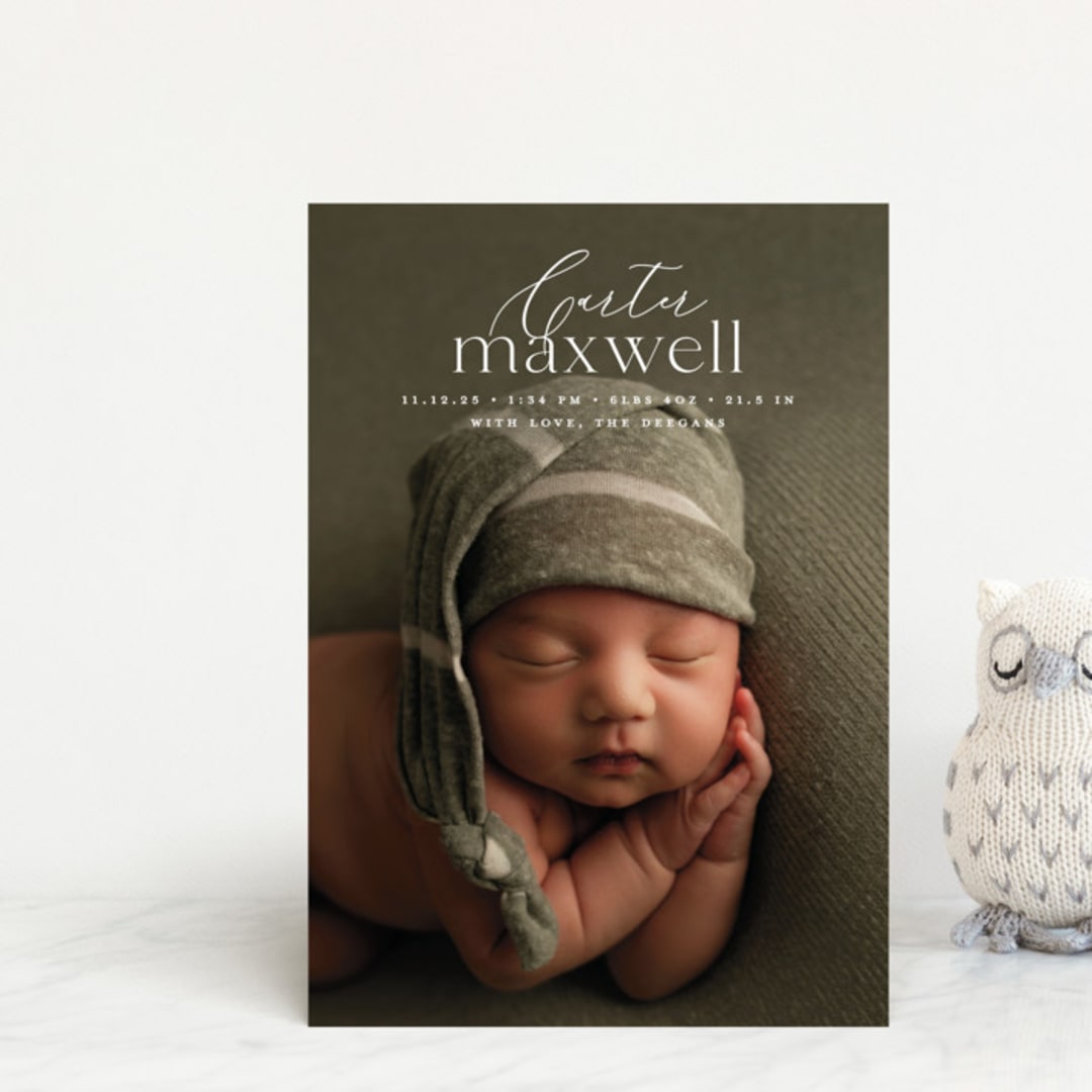 "Contemporary Classic" - Birth Announcements in Jasmine by Erin Deegan - Front
