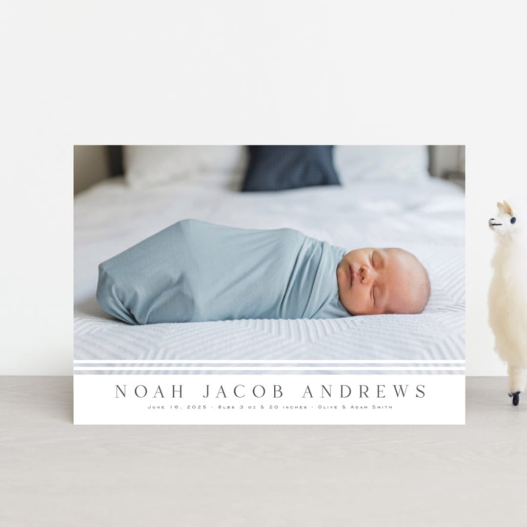 "Minimalist Stripes" - Birth Announcements in Cloud by Nicole Walsh - Front