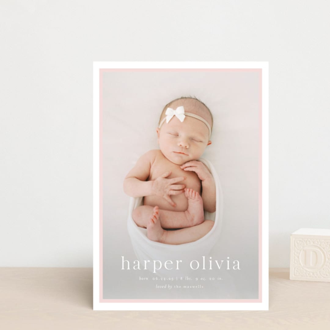"Portraiture" - Birth Announcements in Rose by Alexandra Cohn - Front