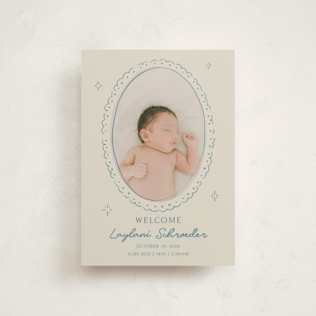 "Doodle Frame" - Birth Announcements in Deep Pond by Zove Ahhh - Front
