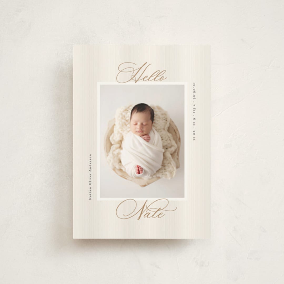 "Sweet Stripes" - Birth Announcements in Sand by Gwen Bedat - Front