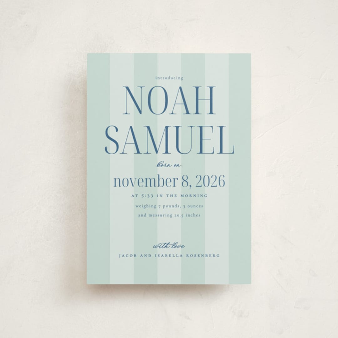 "Simple Happiness" - Birth Announcements in Seagrass by Claudia Orengo - Front