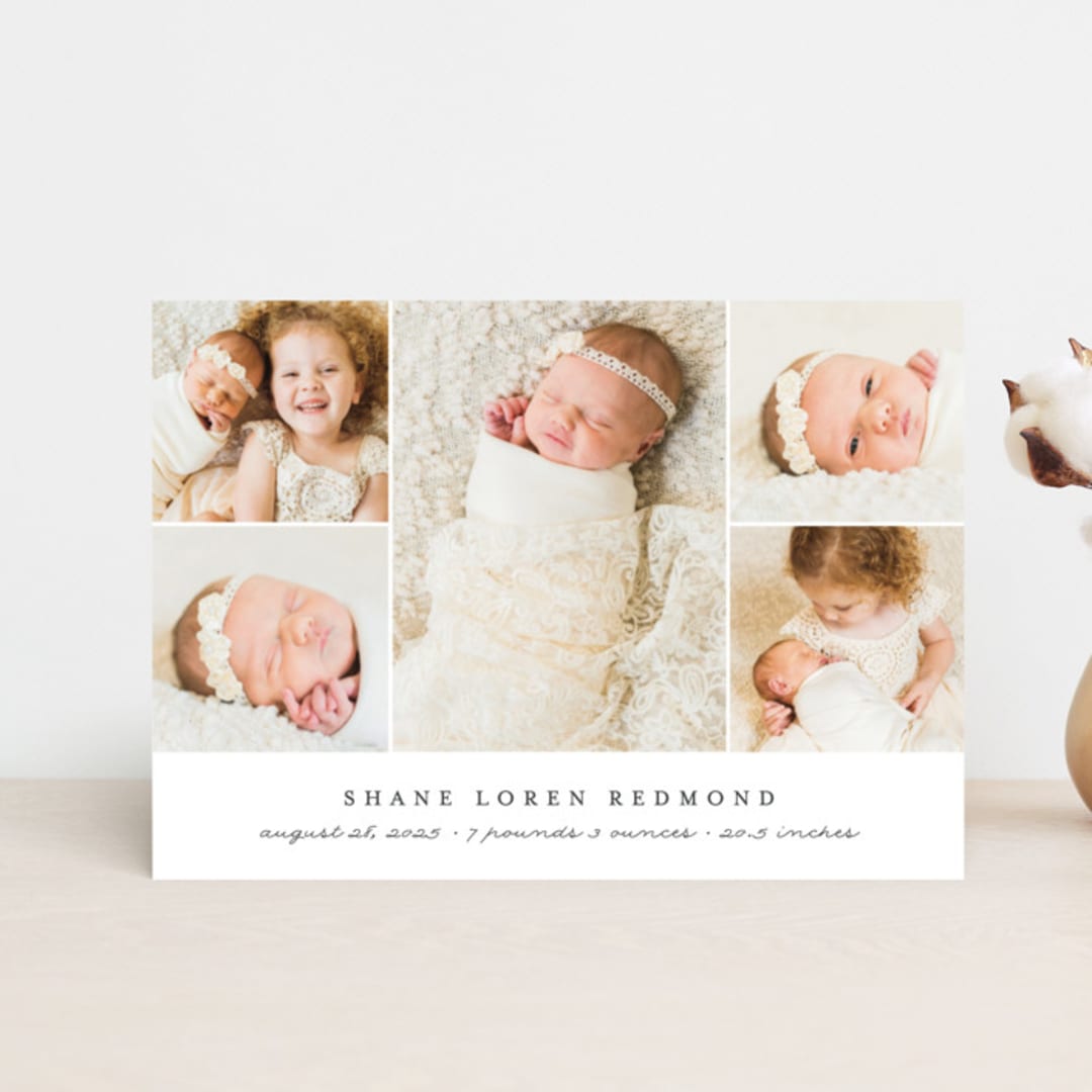 "Classically Modern" - Birth Announcements in Slate by Brianne Larsen - Front