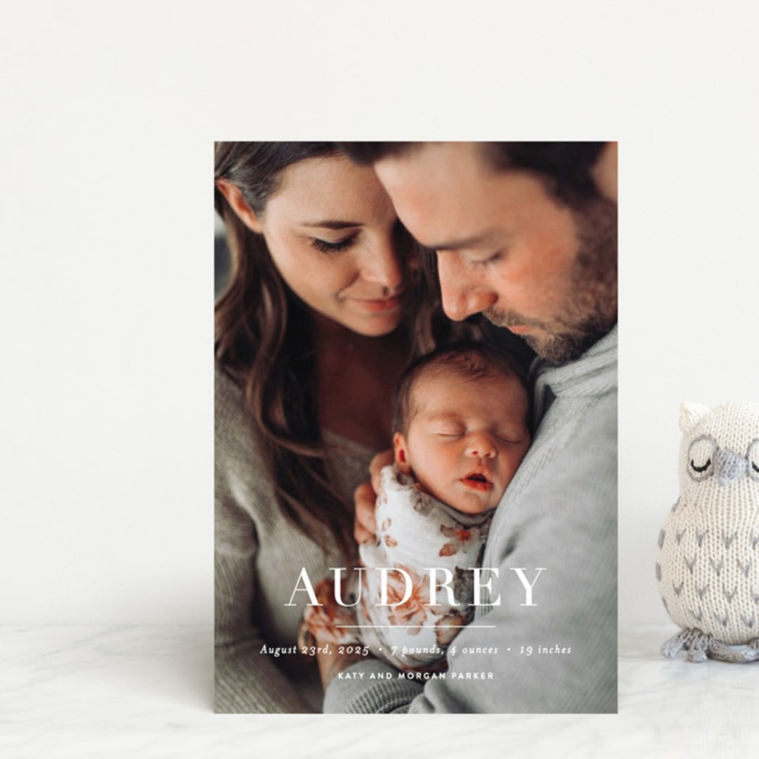 "the edit" - Birth Announcements in Simply White by Sara Hicks Malone - Front