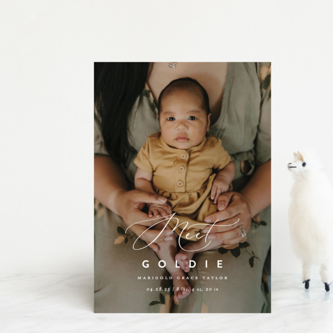 "Modern Meet" - Birth Announcements in Linen by Erica Krystek - Front