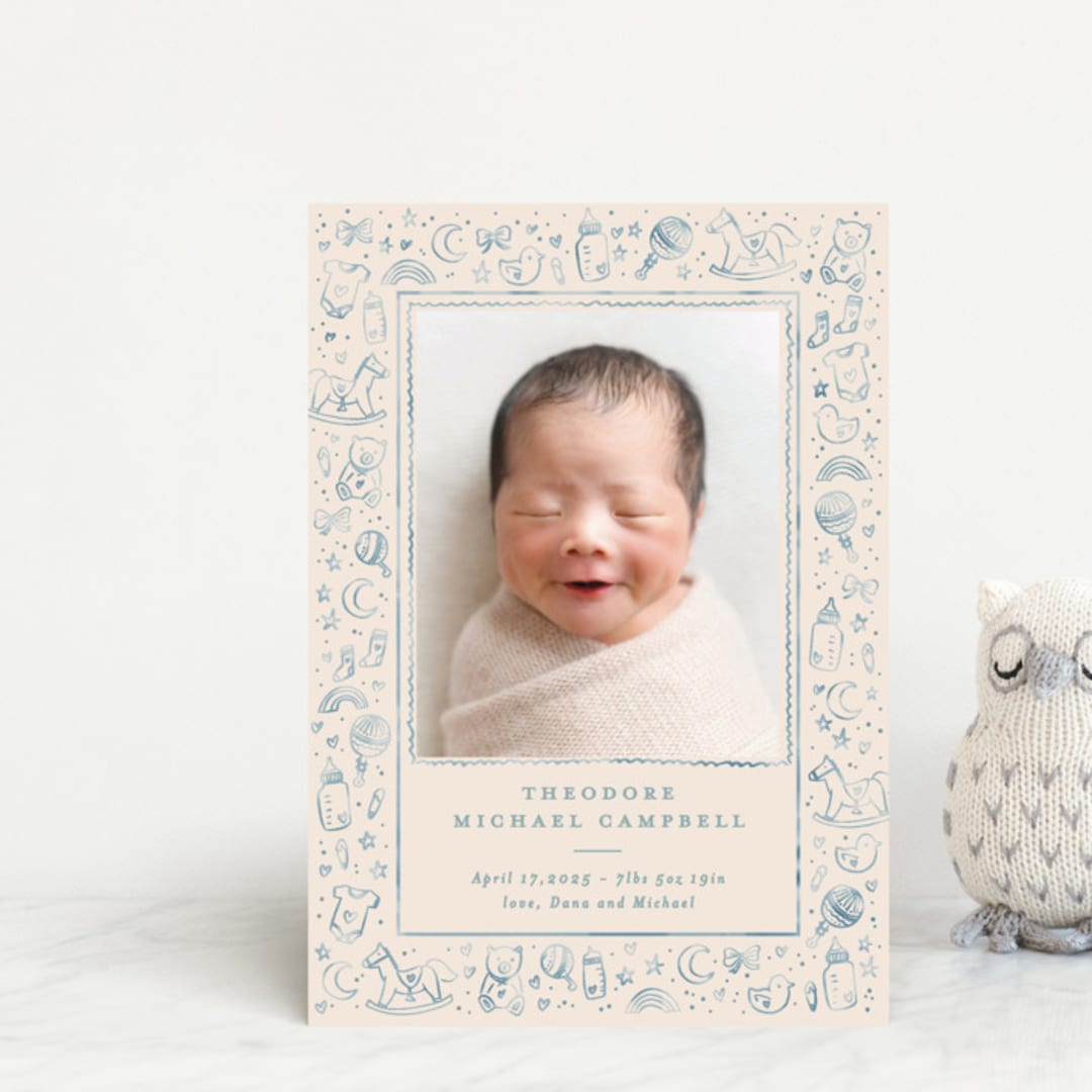 "Iconic bebe" - Birth Announcements in Bluebird by Creo Study - Front