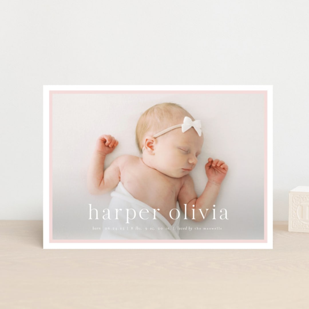 "Portraiture" - Birth Announcements in Rose by Alexandra Cohn - Front