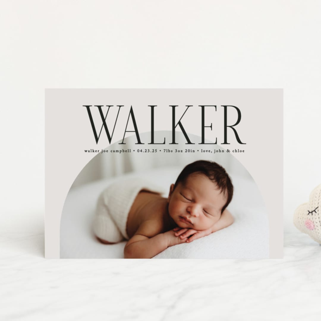 "Round" - Birth Announcements in Cream by Brianne Larsen - Front