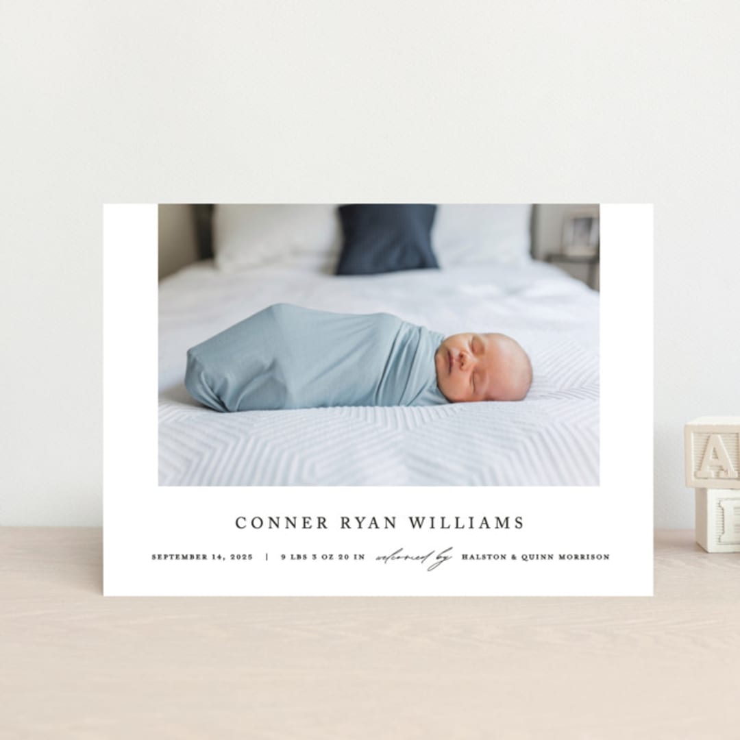 "Dreamer" - Birth Announcements in Onyx by Pixel and Hank - Front