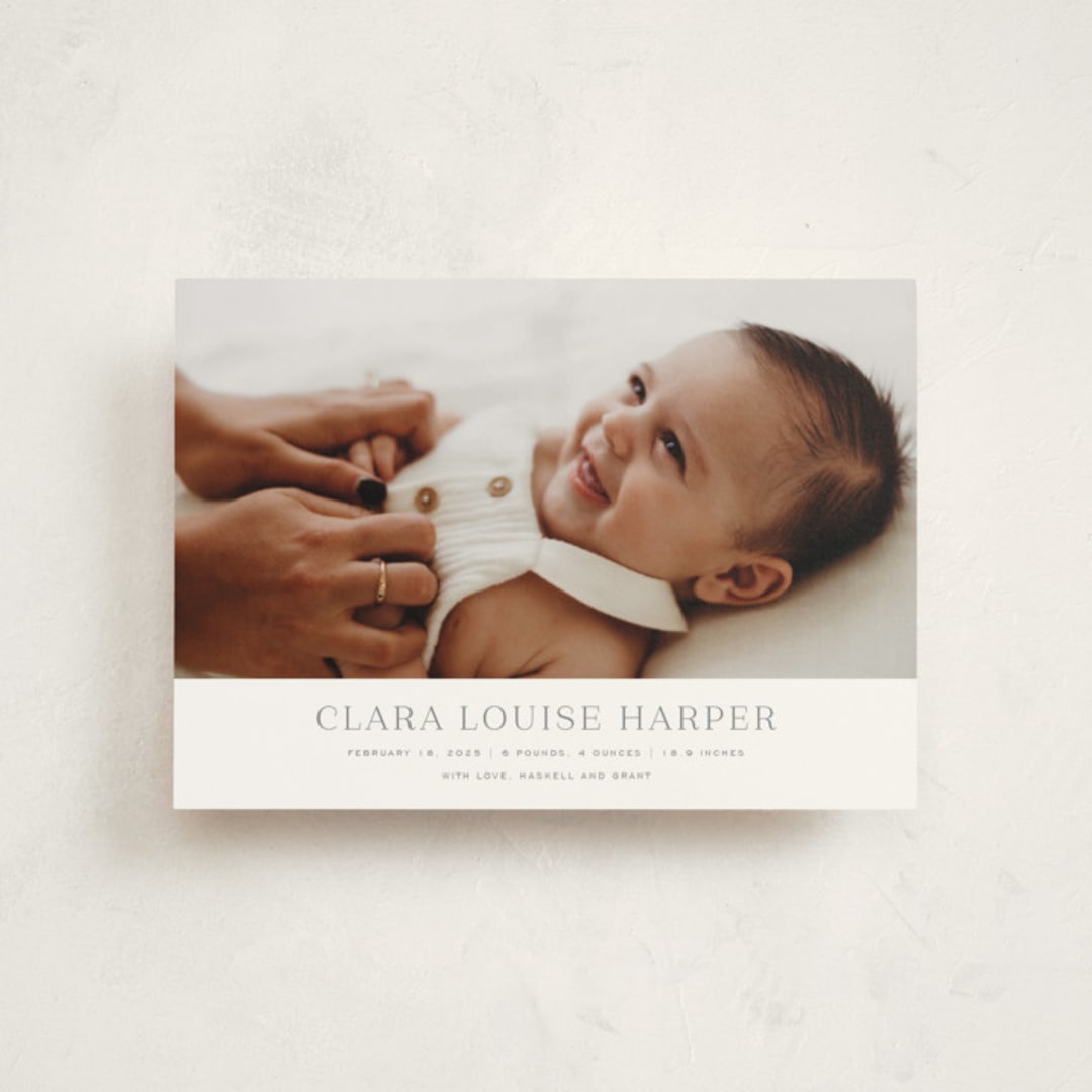"Canvas" - Birth Announcements in Moon by Megan Davis - Front