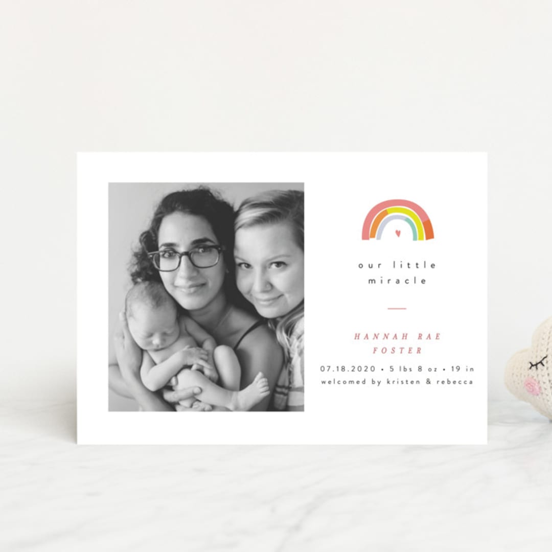 "Our Little Rainbow" - Birth Announcements in Bright by Pixel and Hank - Front