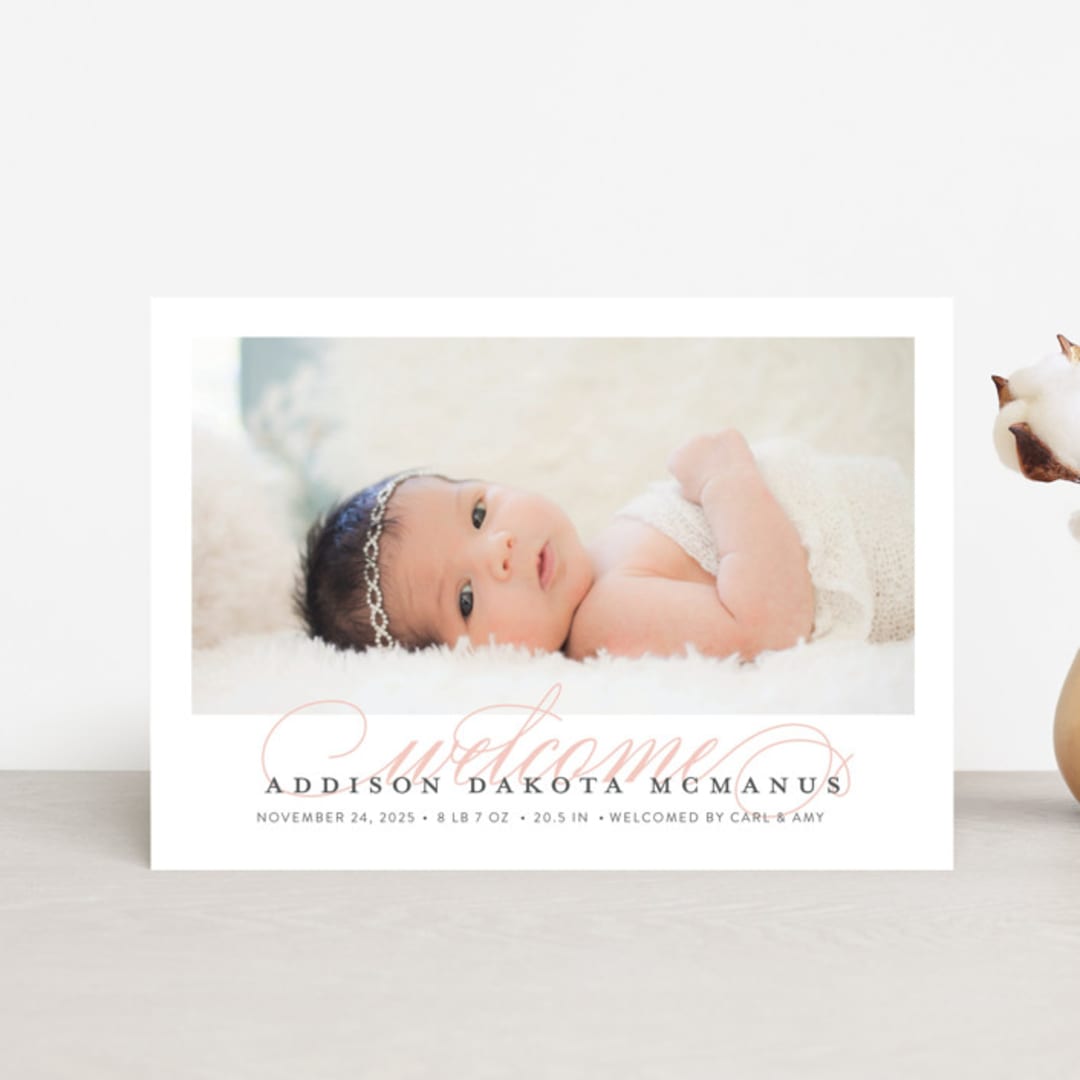 "Graceful Entrance" - Birth Announcements in Flamingo by Jessica Williams - Front