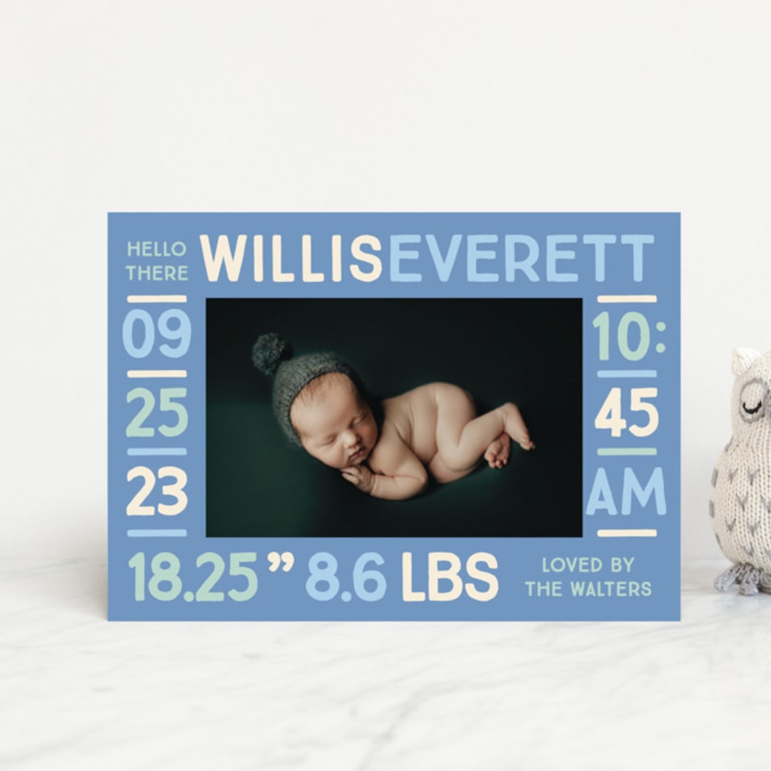 "Colorful Stats" - Birth Announcements in Aqua by Baumbirdy - Front