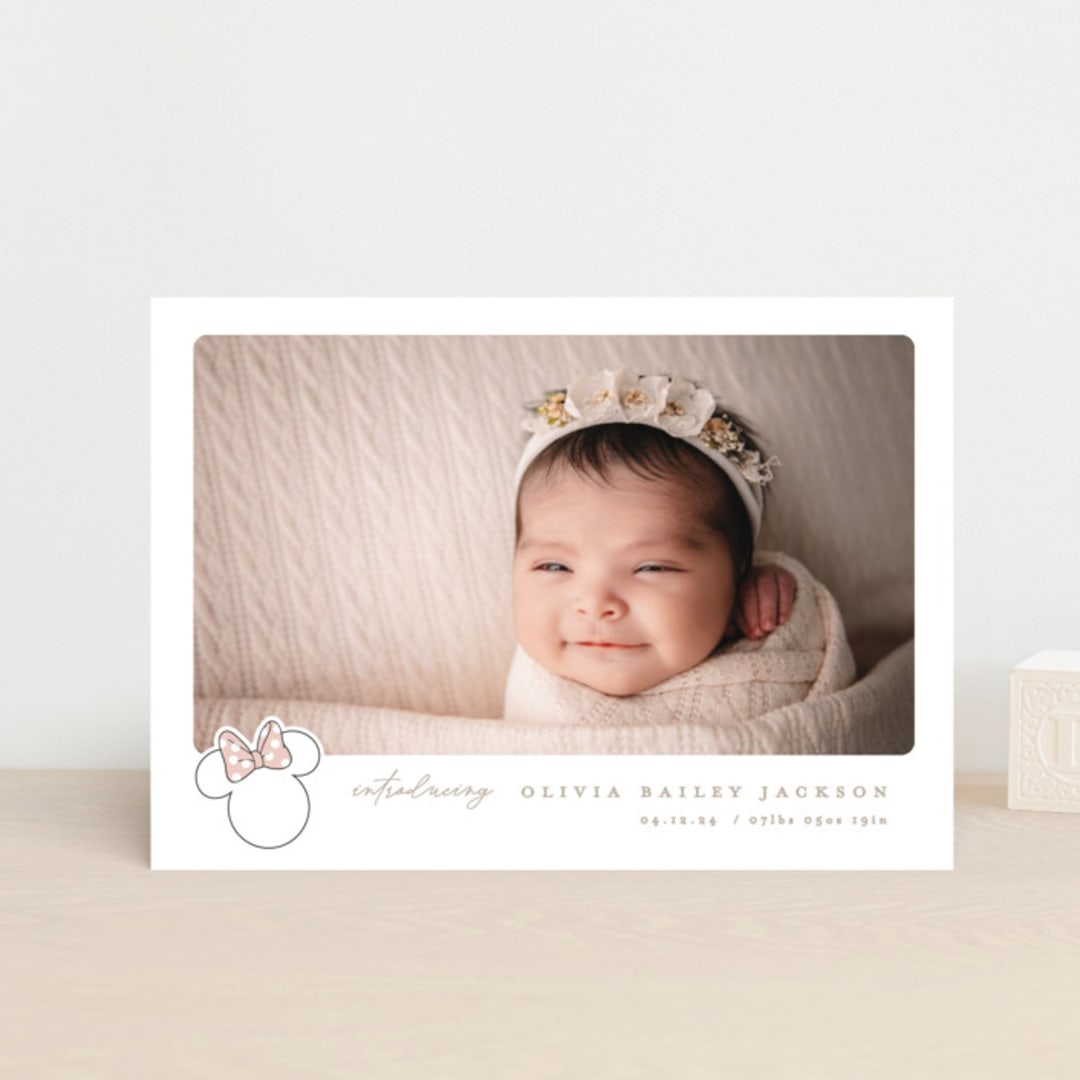"Disney's Minnie's bow" - Birth Announcements in Peony by Creo Study - Front