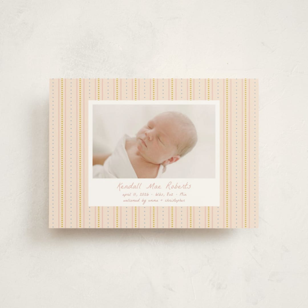 "patterned stripes" - Birth Announcements in Blush by Ellen Schlegelmilch - Front