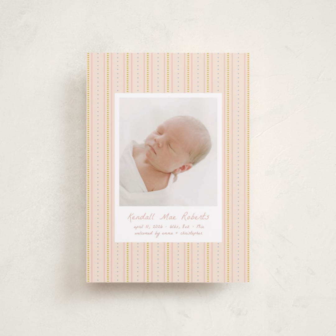 "patterned stripes" - Birth Announcements in Blush by Ellen Schlegelmilch - Front