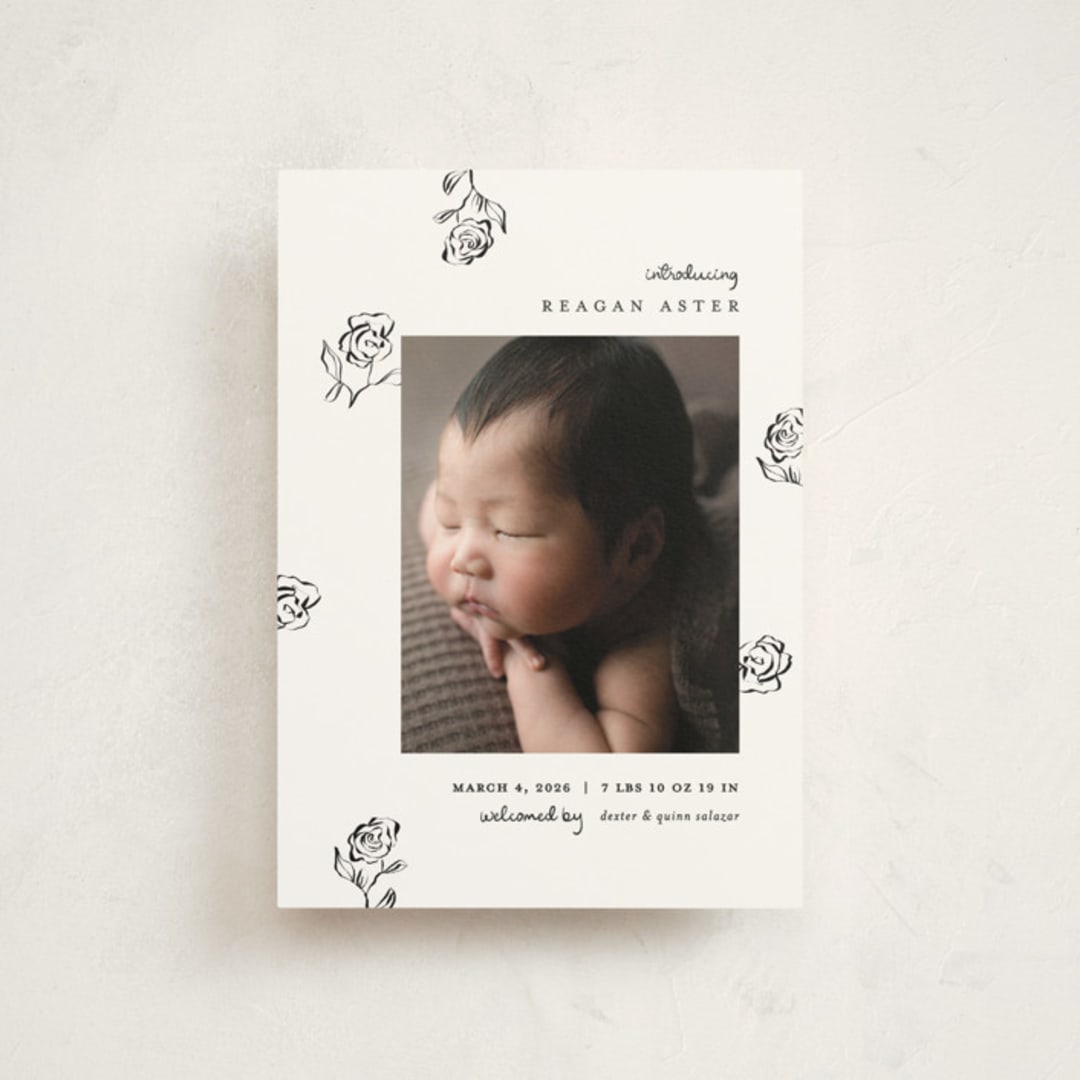 "The Flora" - Birth Announcements in Lily of the Valley by Pixel and Hank - Front