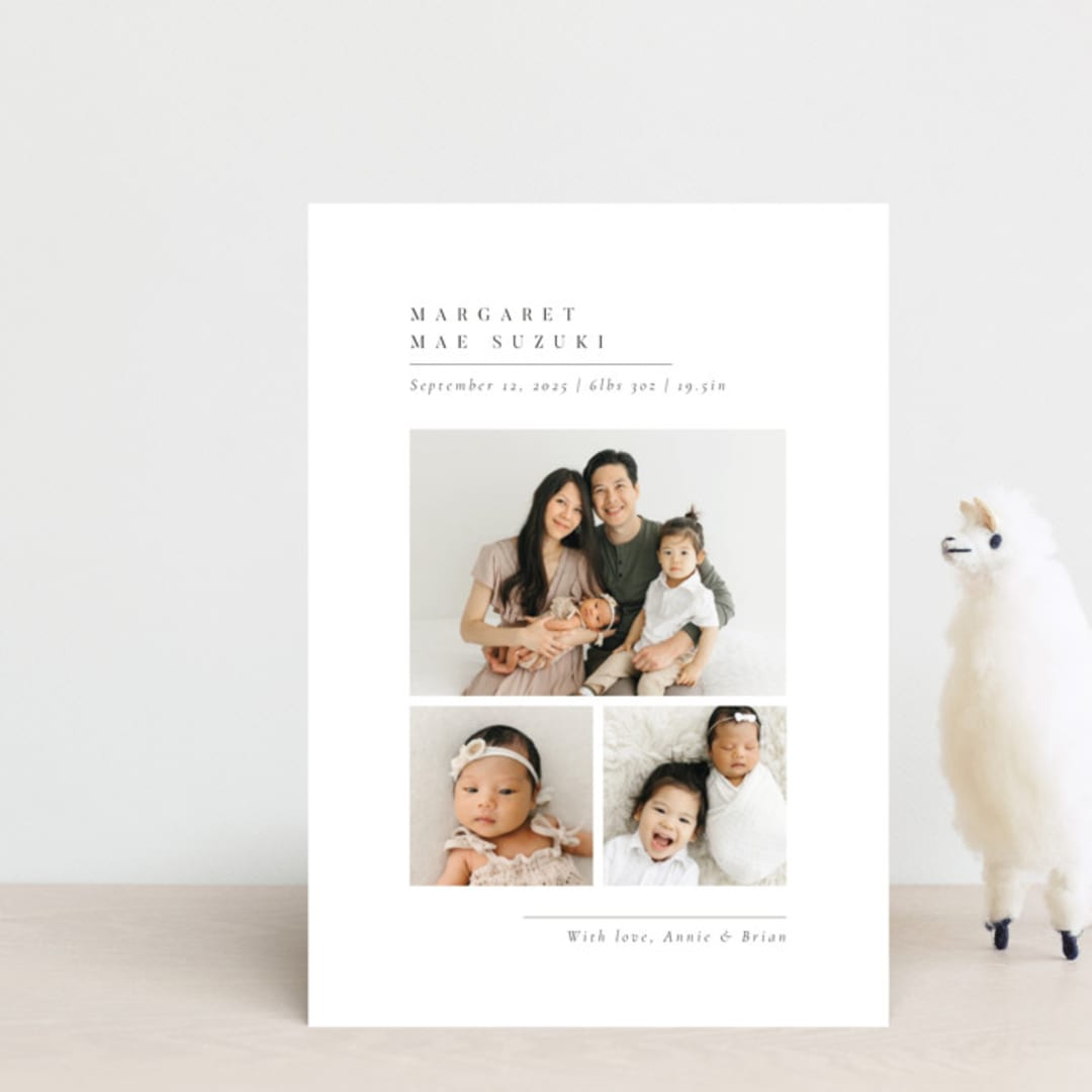 "Minimal Triad" - Birth Announcements in Onyx by Meggy Masters - Front