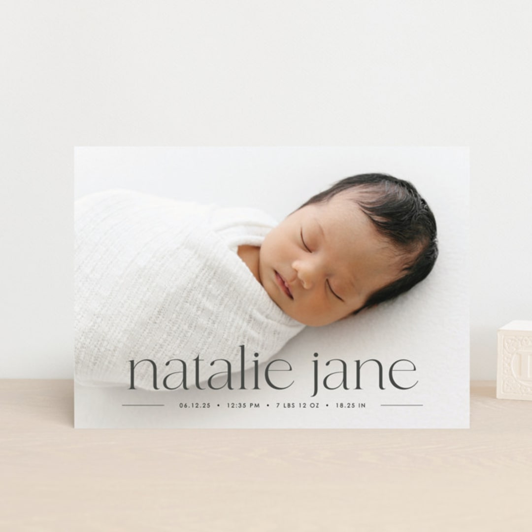 "Announcing Baby" - Birth Announcements in Onyx by Erin Deegan - Front