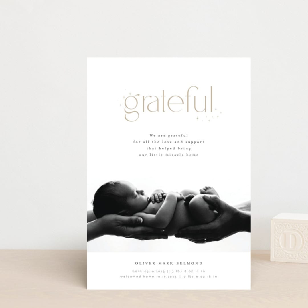 "Grateful" - Birth Announcements in Stars by Orasie - Front