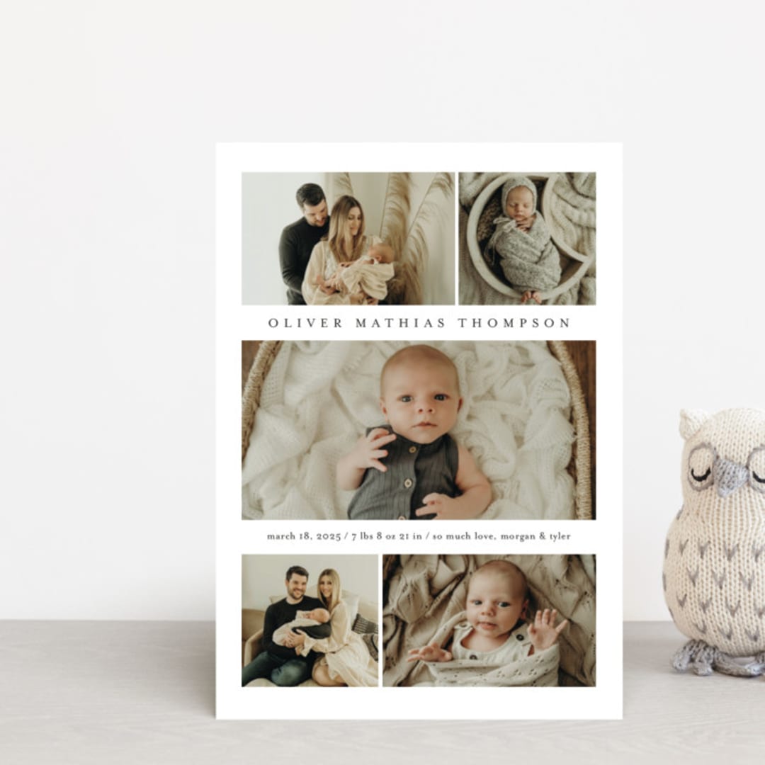 "Too Cute" - Birth Announcements in Cloud by Heather Schertzer - Front