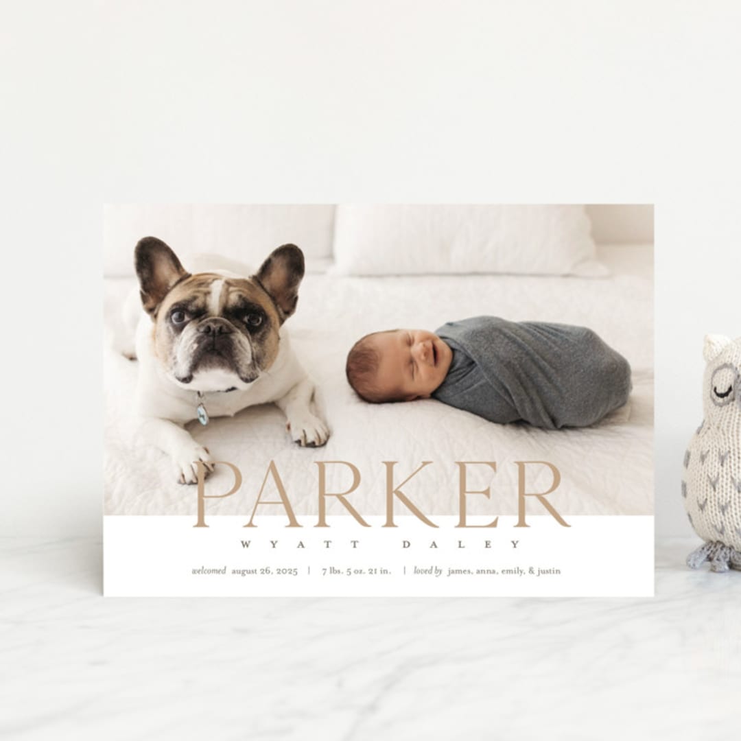 "modern classic" - Birth Announcements in Toffee by Eric Clegg - Front