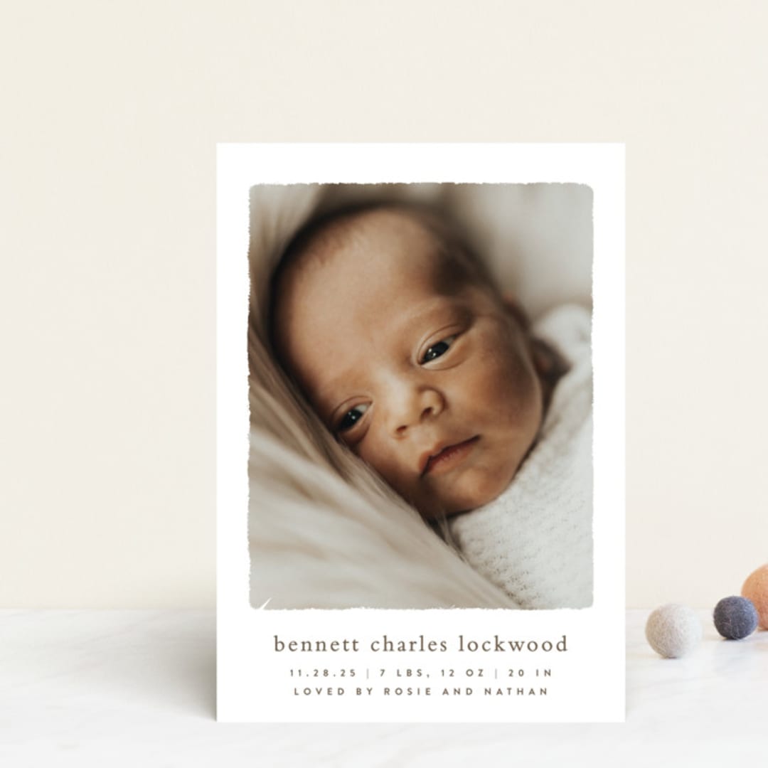 "Rustic" - Birth Announcements in Chestnut by Ekko Studio - Front