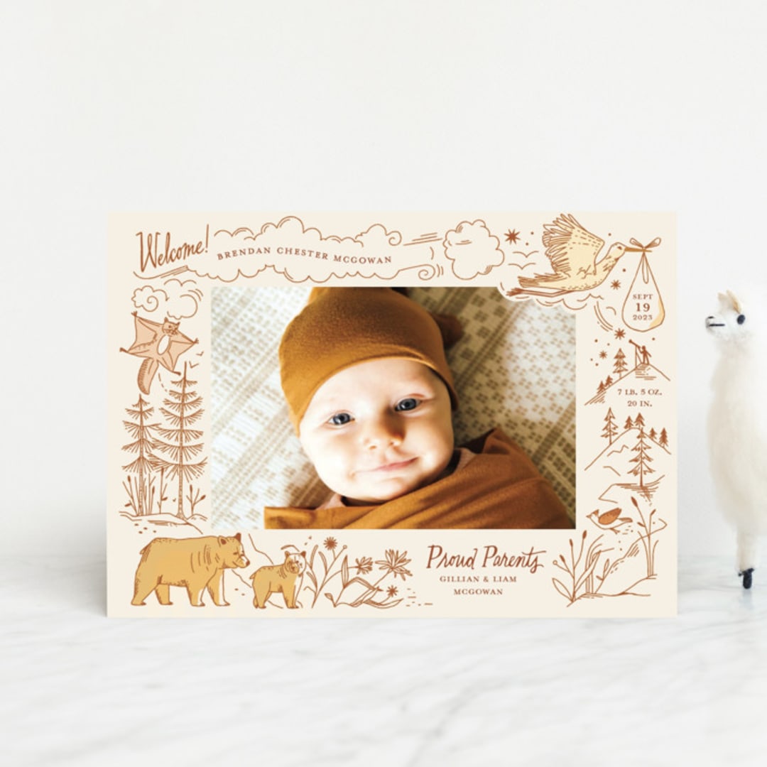 "Baby Bear" - Birth Announcements in Cream by Morgan Ramberg - Front