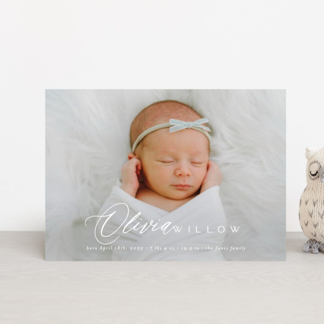 "Serenity" - Birth Announcements in Cloud by Everett Paper Goods - Front