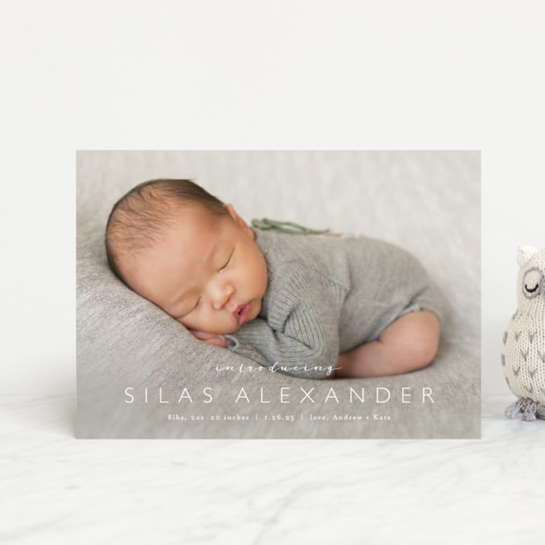 "Baby Bliss" - Birth Announcements in Cloud by Carolyn MacLaren - Front