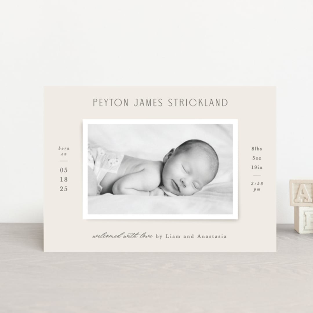 "Classical" - Birth Announcements in Cream by Hooray Creative - Front
