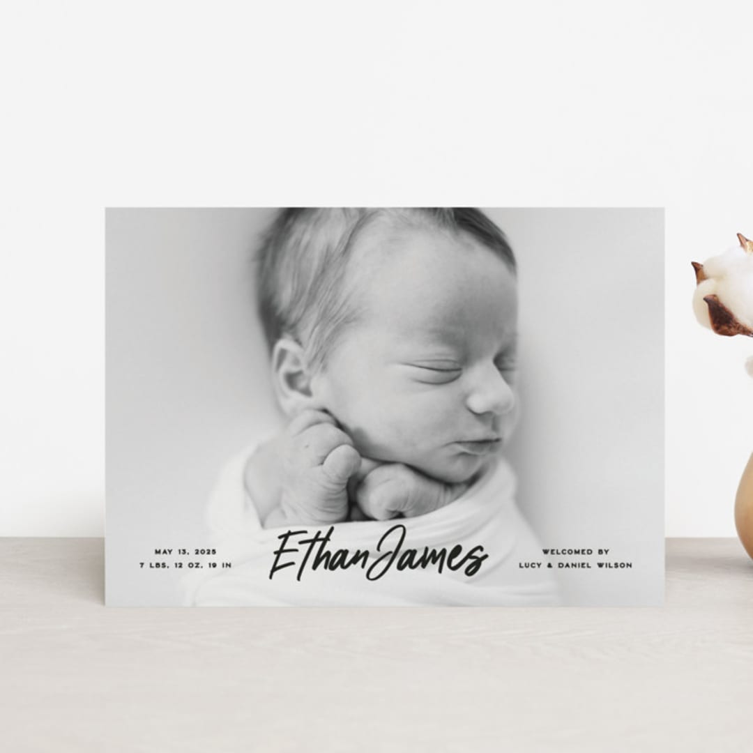 "Just The Facts" - Birth Announcements in Volcano by Owl and Toad - Front