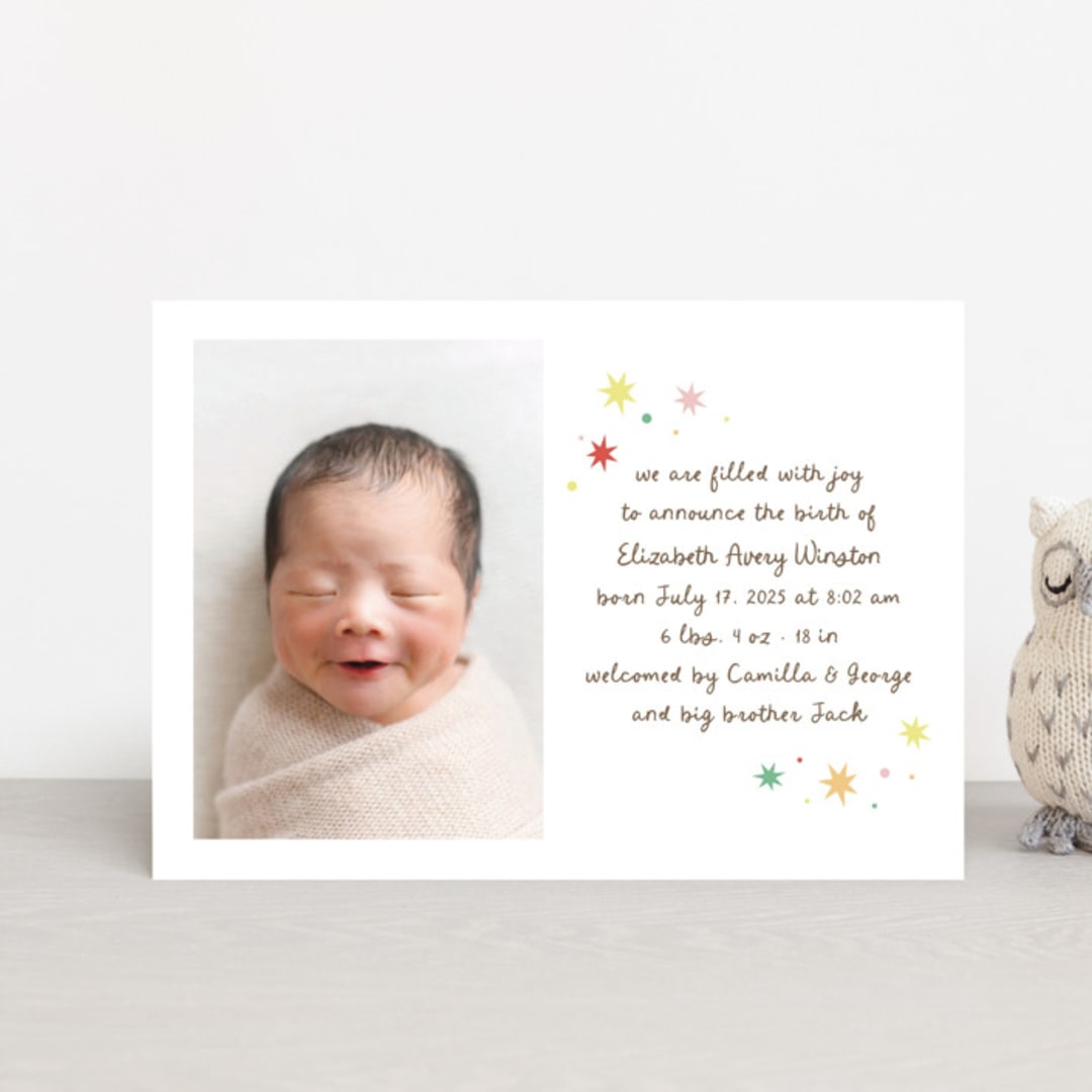 "Constellation" - Birth Announcements in Strawberry by Megan Davis - Front