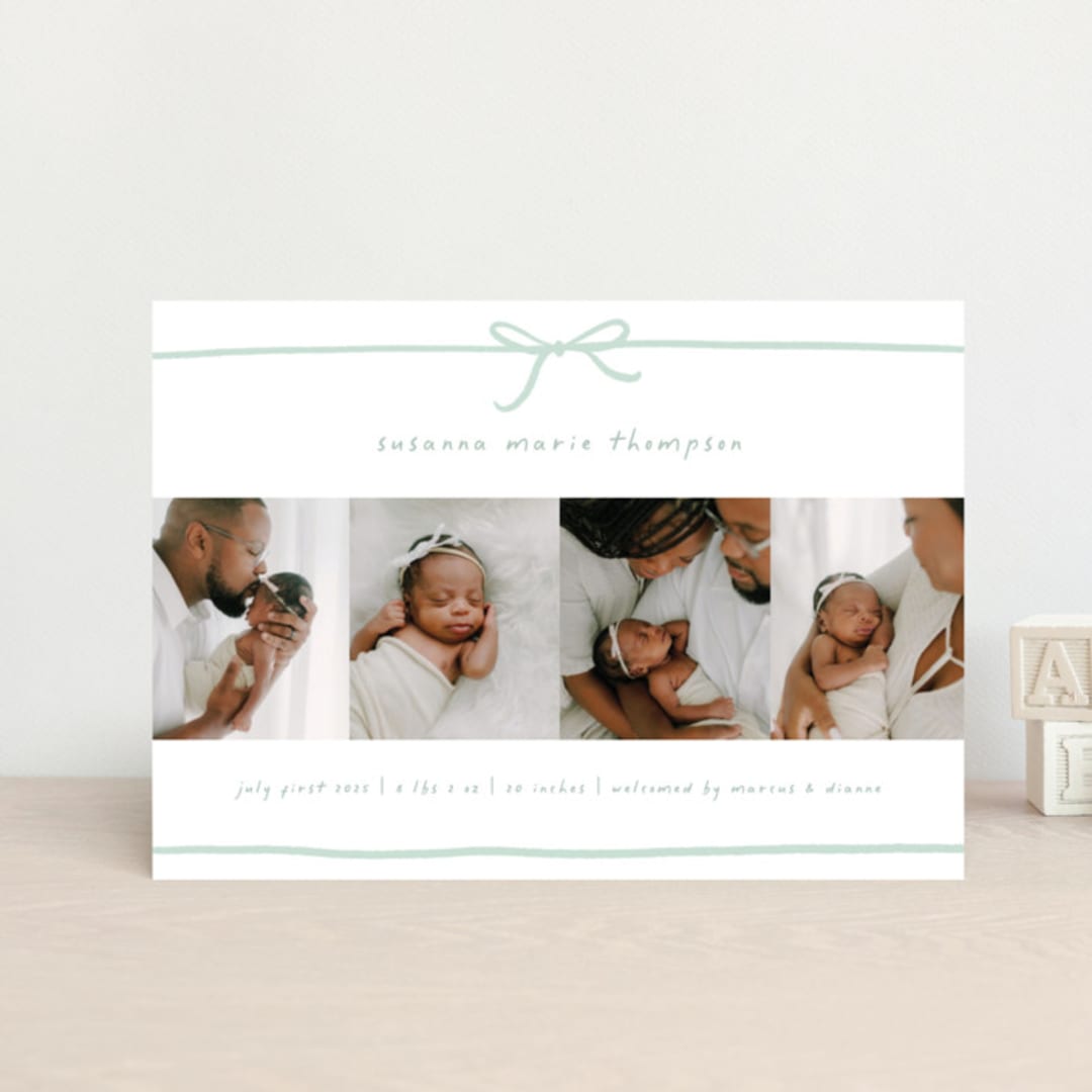 "Gift" - Birth Announcements in Mint by Erin L. Wilson - Front