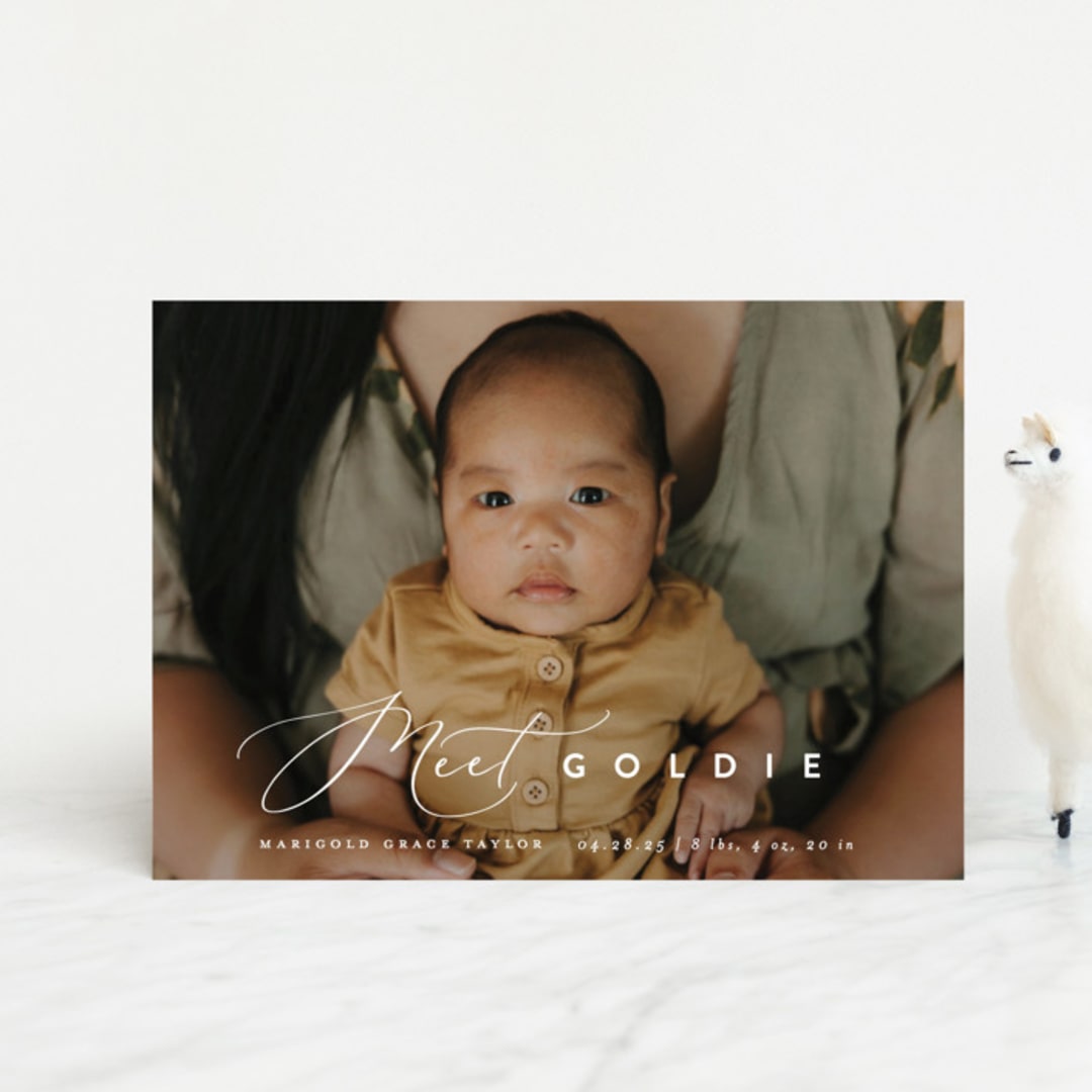 "Modern Meet" - Birth Announcements in Linen by Erica Krystek - Front