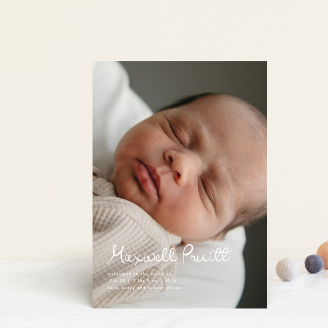 "Written Whimsy" - Birth Announcements in Snow by Lauren Chism - Front
