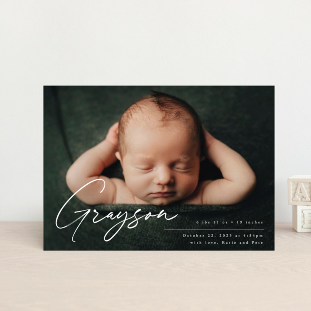 "Linear" - Birth Announcements in Frost by Everett Paper Goods - Front