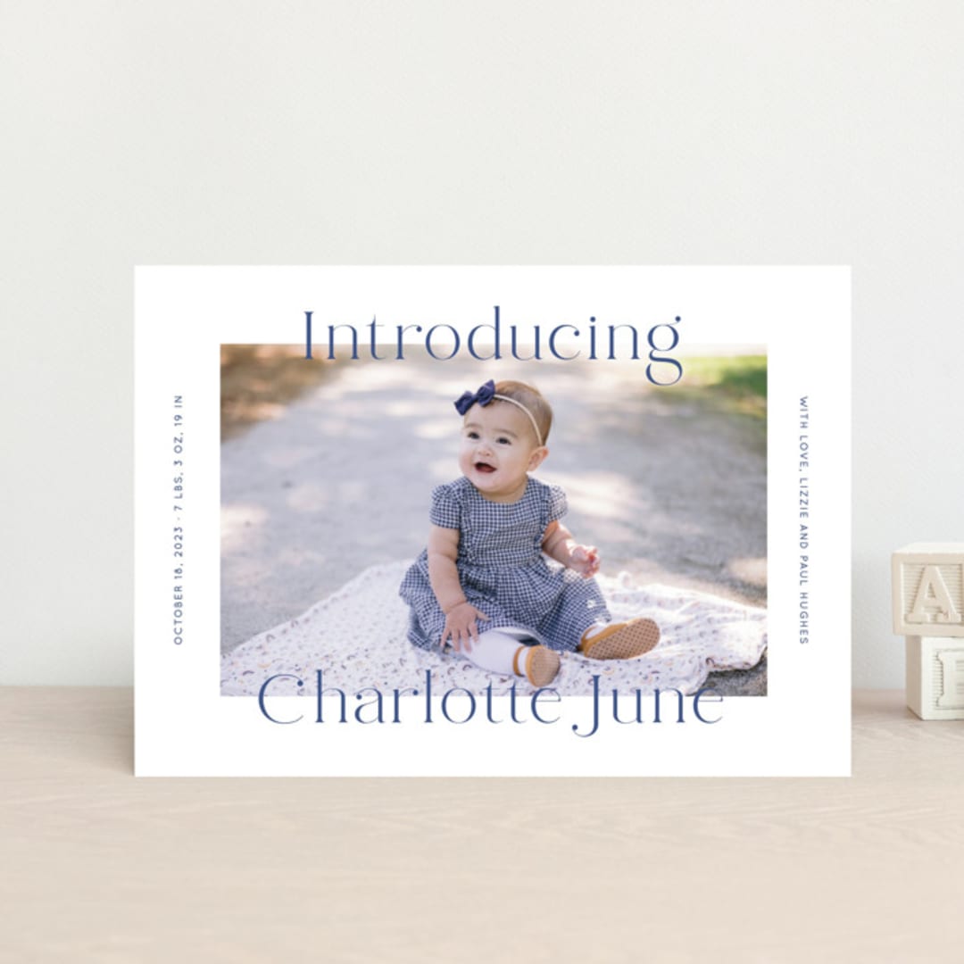 "Chatham" - Birth Announcements in Navy by Megan Davis - Front