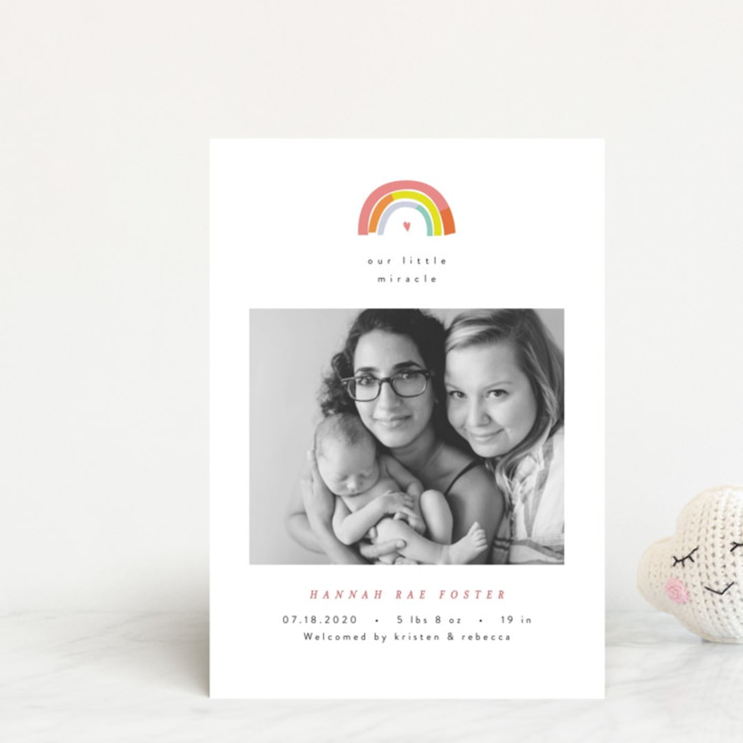"Our Little Rainbow" - Birth Announcements in Bright by Pixel and Hank - Front