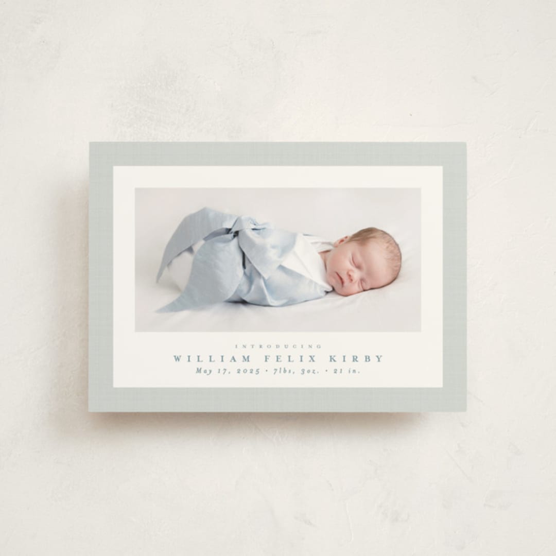 "Linen frame" - Birth Announcements in Powder by Lea Delaveris - Front