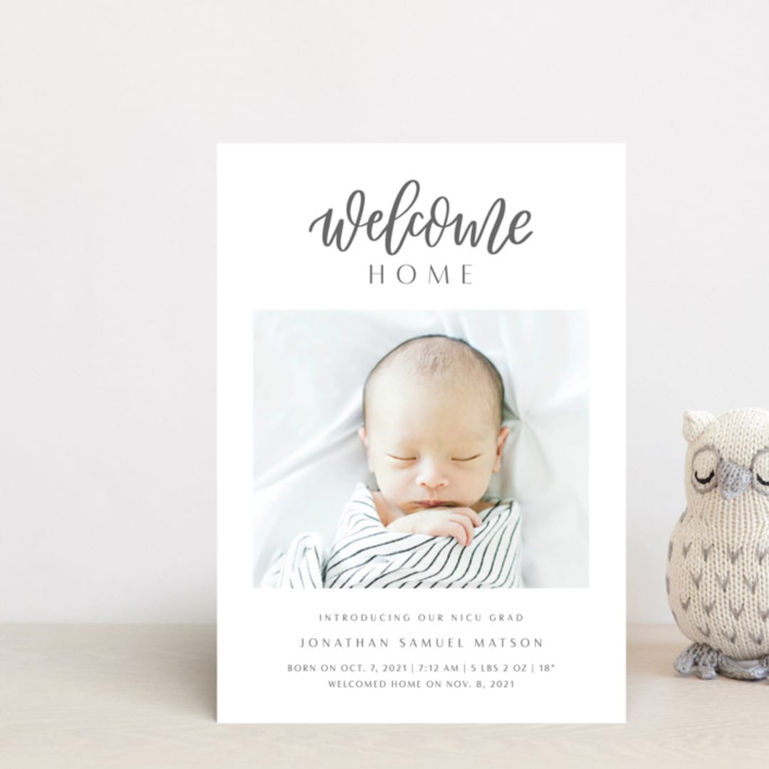 "Welcome Home Baby" - Birth Announcements in Shadow by Carolyn Kach - Front