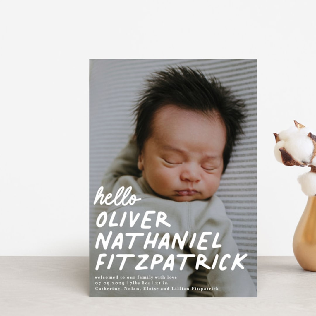 "casual hello" - Birth Announcements in Snow by Angela Marzuki - Front