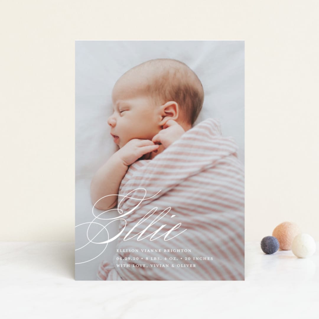 "Precious Script" - Birth Announcements in Sugar by Jessica Williams - Front