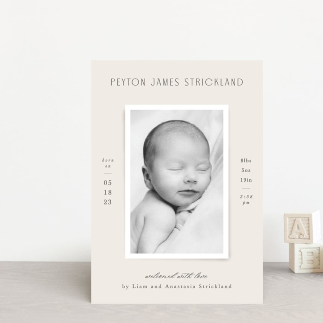 "Classical" - Birth Announcements in Cream by Hooray Creative - Front