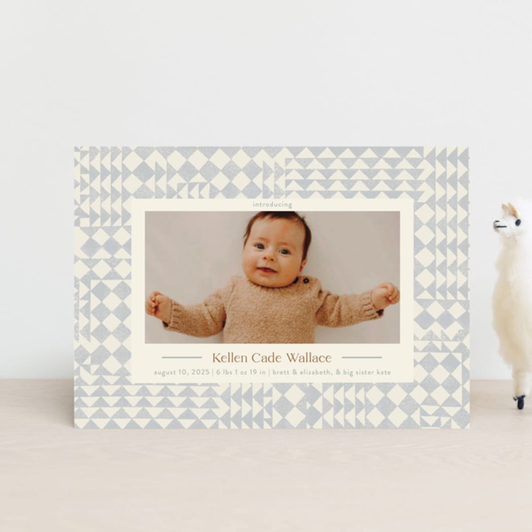 "Patchwork" - Birth Announcements in Bluebell by Julie Murray - Front