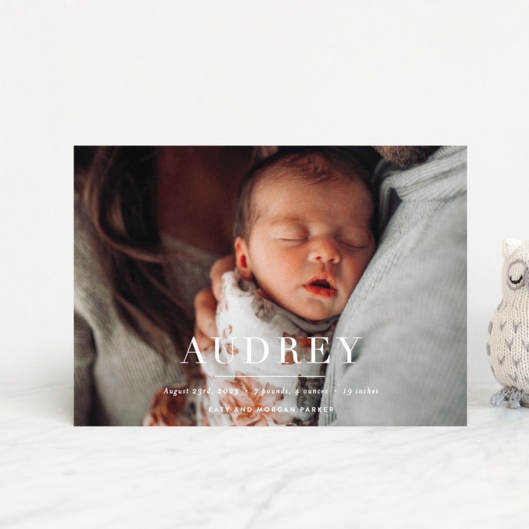 "the edit" - Birth Announcements in Simply White by Sara Hicks Malone - Front