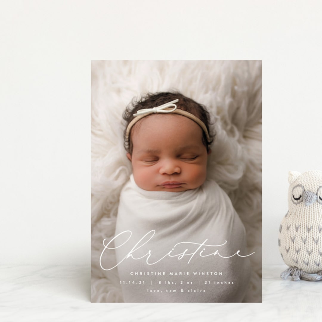 "Poetry" - Birth Announcements in Whipped Cream by Ekko Studio - Front