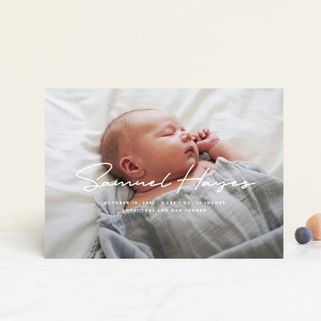 "Signature-esque" - Birth Announcements in Milk by Lauren Chism - Front