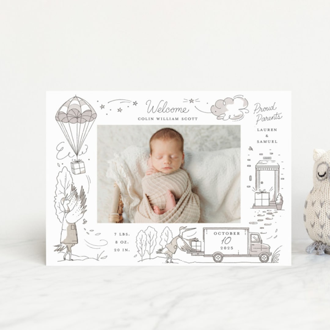 "Special Delivery" - Birth Announcements in Slate by Morgan Ramberg - Front